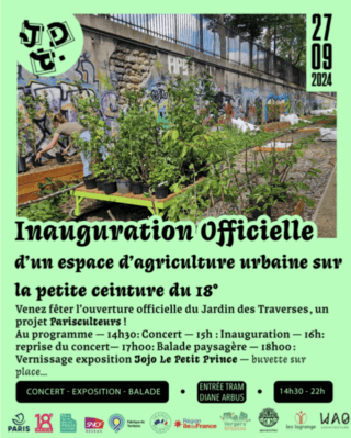 Jardin des Traverses, inauguration d'un espace d'agriculture urbaine, Paris 18e (75), septembre 2024