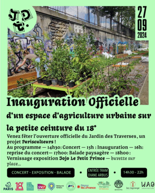 Jardin des Traverses, inauguration d'un espace d'agriculture urbaine, Paris 18e (75), septembre 2024